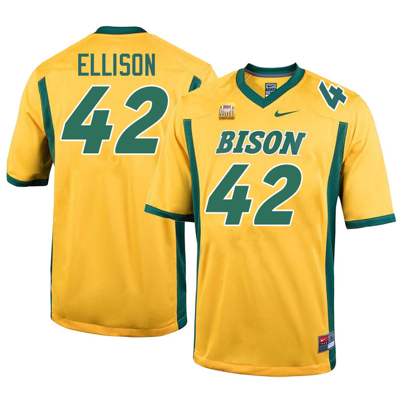 North Dakota State Bison #42 Isaac Ellison College Football Jerseys Stitched-Yellow